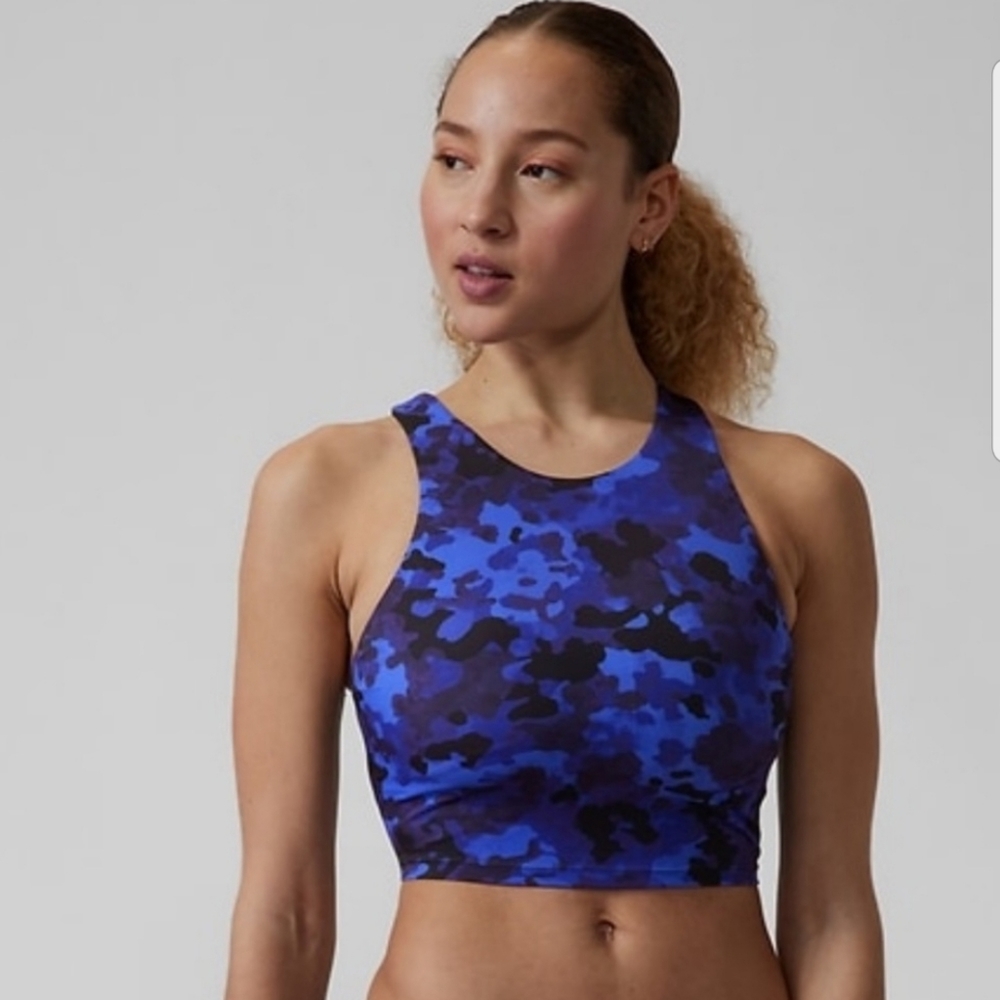 NWT Athleta Blue Camo Conscious Crop Bikini Top A-C